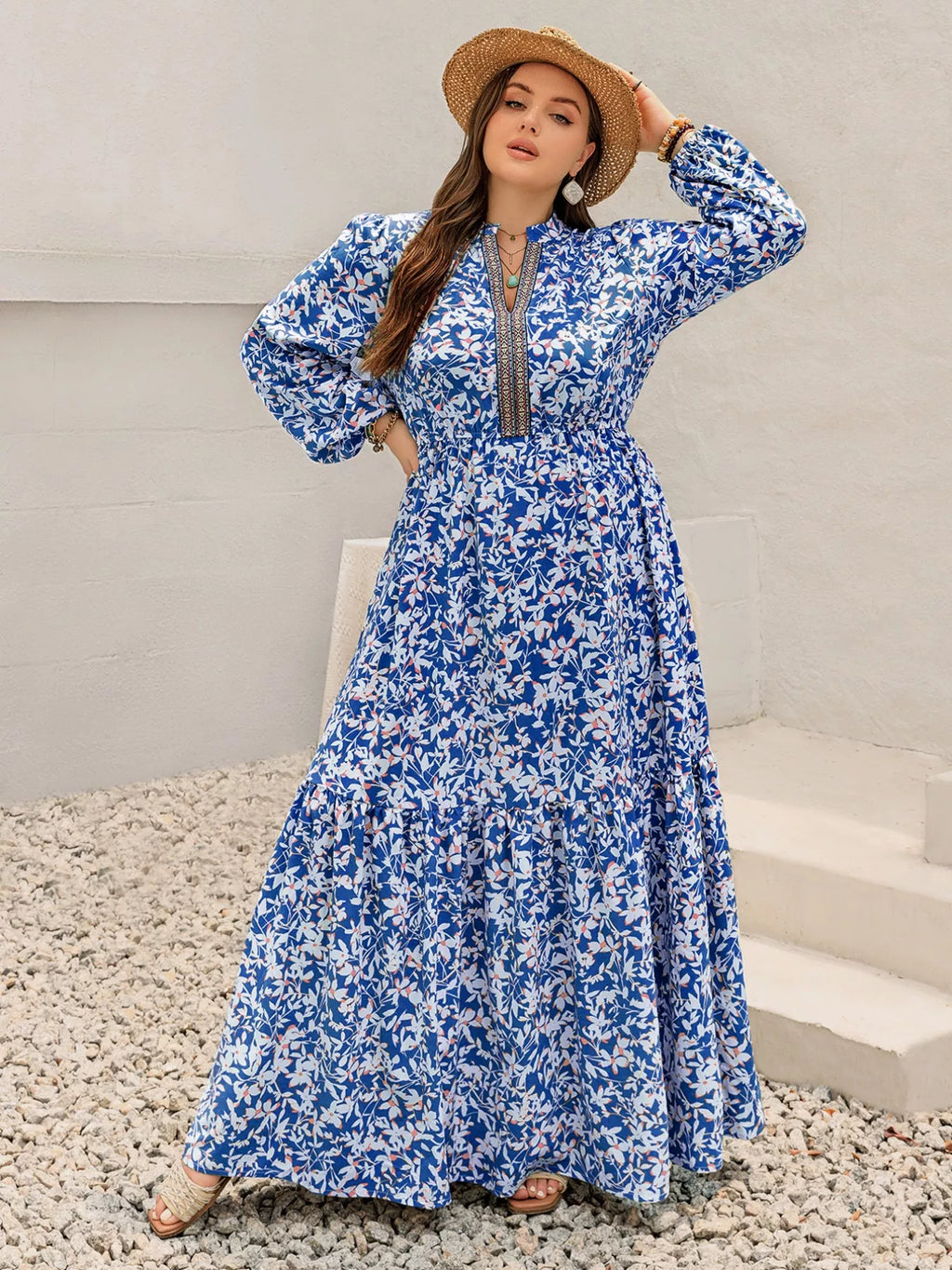 Plus Size Floral Print Bohemian Maxi Dress by Simply Love