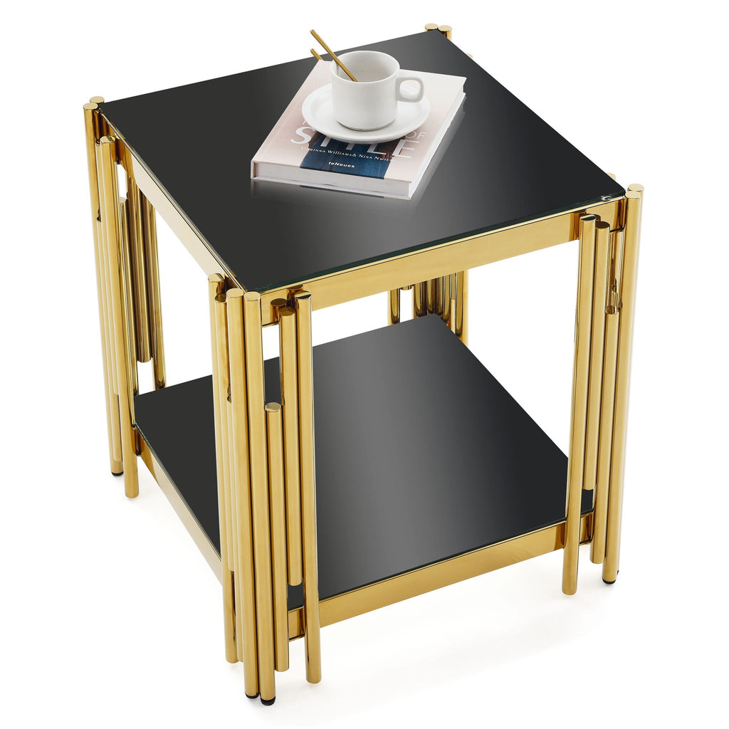Square End Table With Tempered Glass Top For Living Room by Unique Piece Furniture