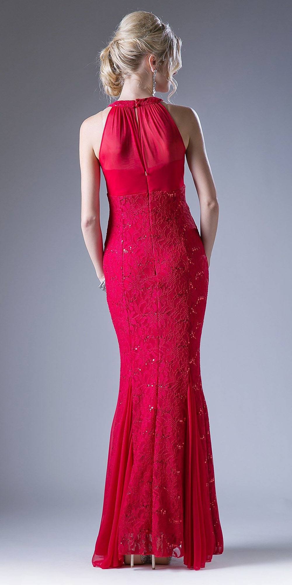 Cinderella Divine A1613 Halter High Neckline Long Formal Sheath Dress by DiscountDressShop