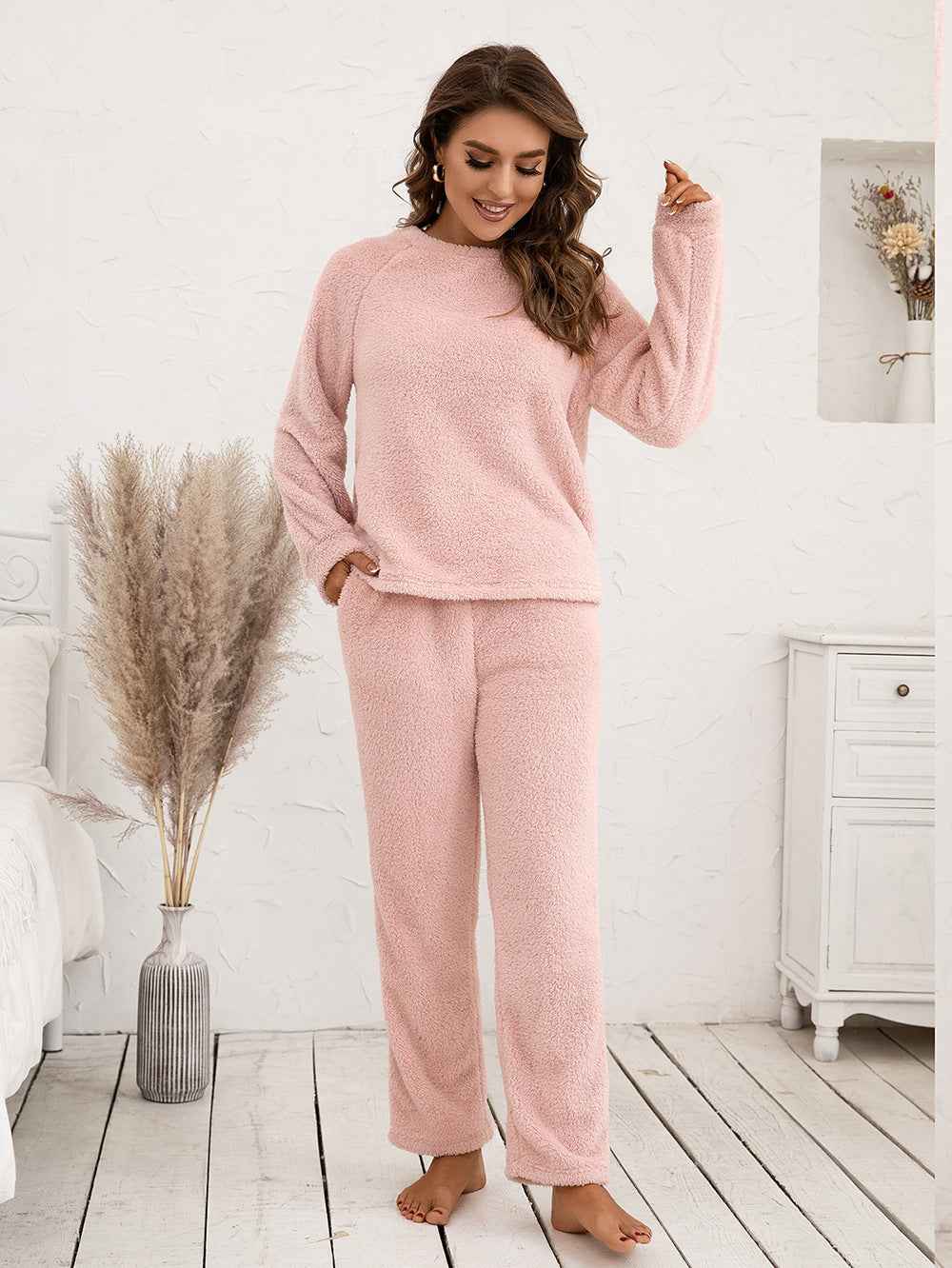 Ivy Lane Teddy Long Sleeve Top and Pants Lounge Set by Wild and Free Boutique