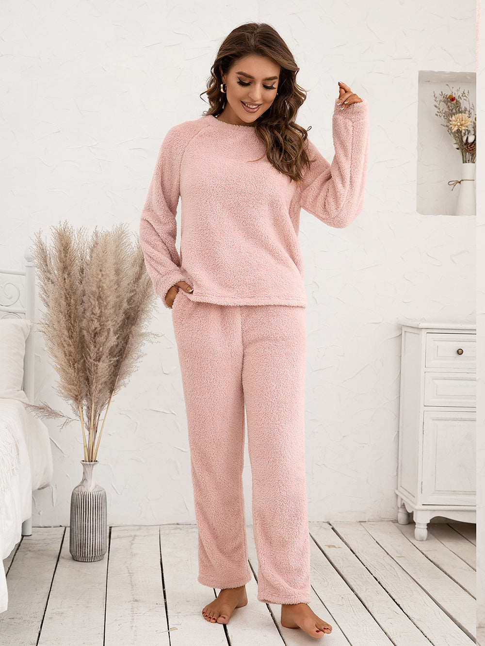 Ivy Lane Teddy Long Sleeve Top and Pants Lounge Set by Wild and Free Boutique