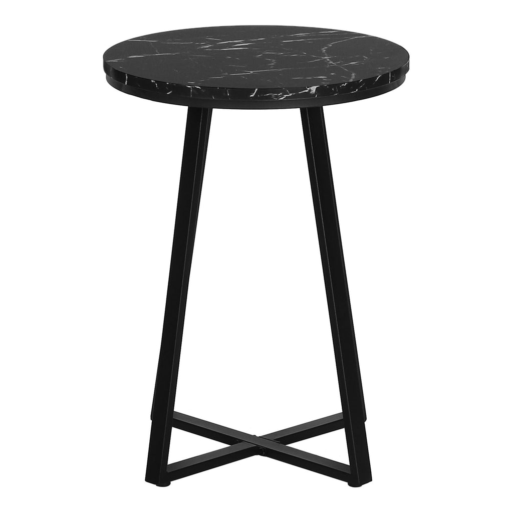 Accent Table, Side, Round Marble Look Contemporary & Modern - Black by Unique Piece Furniture