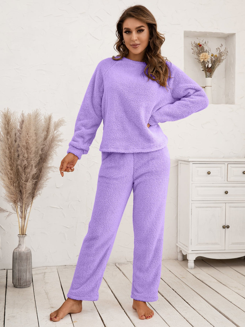 Ivy Lane Teddy Long Sleeve Top and Pants Lounge Set by Wild and Free Boutique
