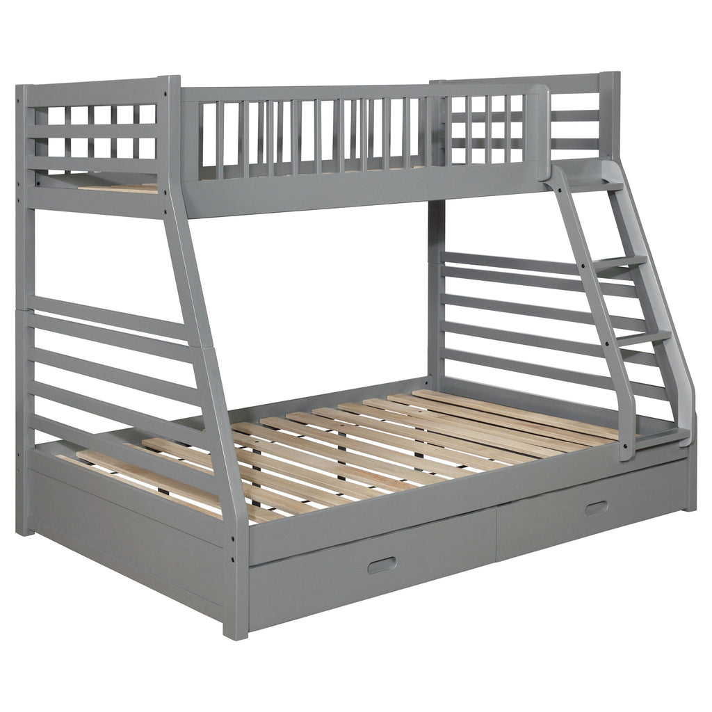 Ashton 2-drawer Wood Twin Over Full Bunk Bed Grey by Unique Piece Furniture