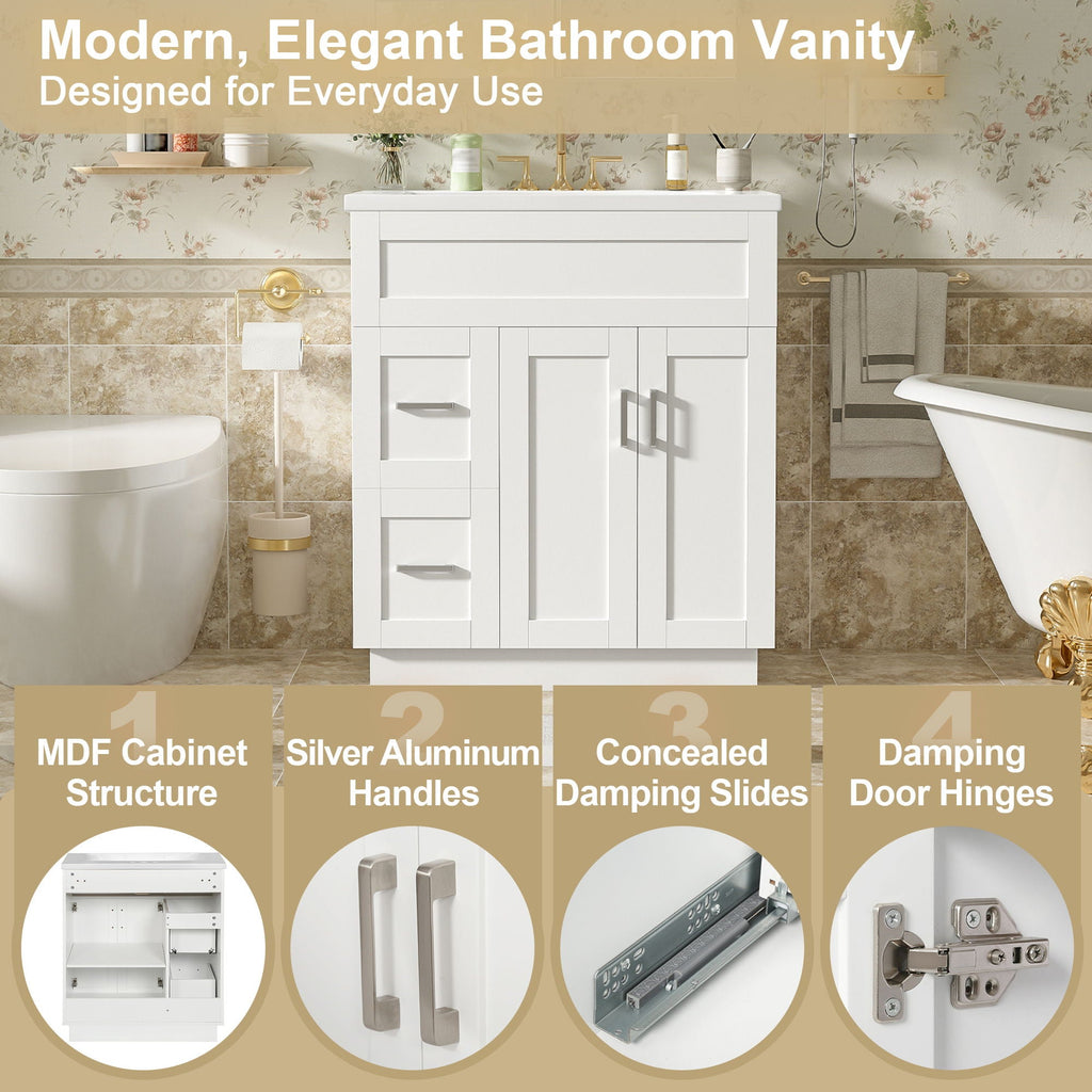 Bathroom Vanity With 2 Doors, 2 Drawers, Adjustable Shelf, Hidden Slides & Soft Close Hinges by Unique Piece Furniture