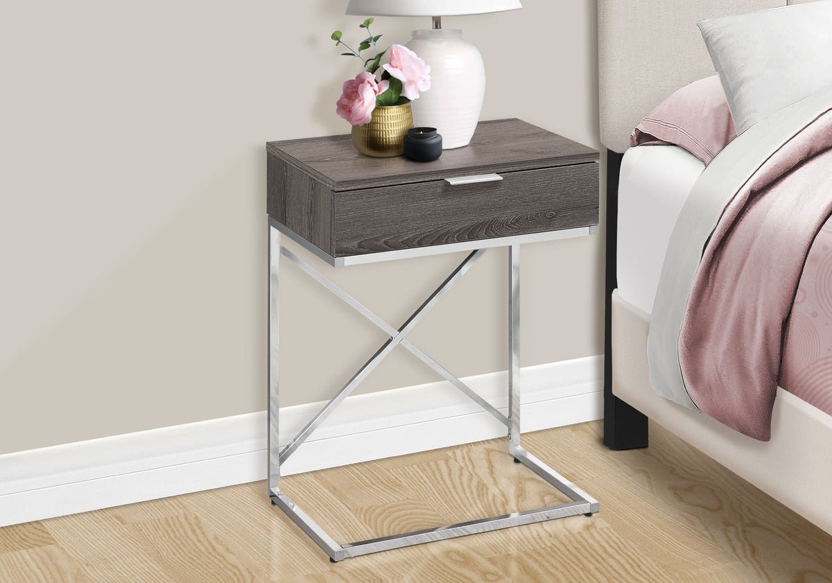 Accent Side Table, Storage Drawer, Contemporary - Taupe by Unique Piece Furniture