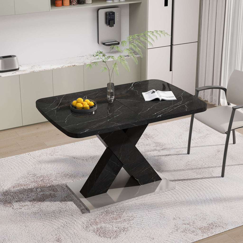 Modern Rectangle Dining Table With Stretchable TopAnd X Shape Legs by Unique Piece Furniture