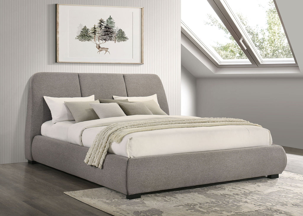 Mokena 46-inch Upholstered Eastern King Platform Bed Taupe by Unique Piece Furniture
