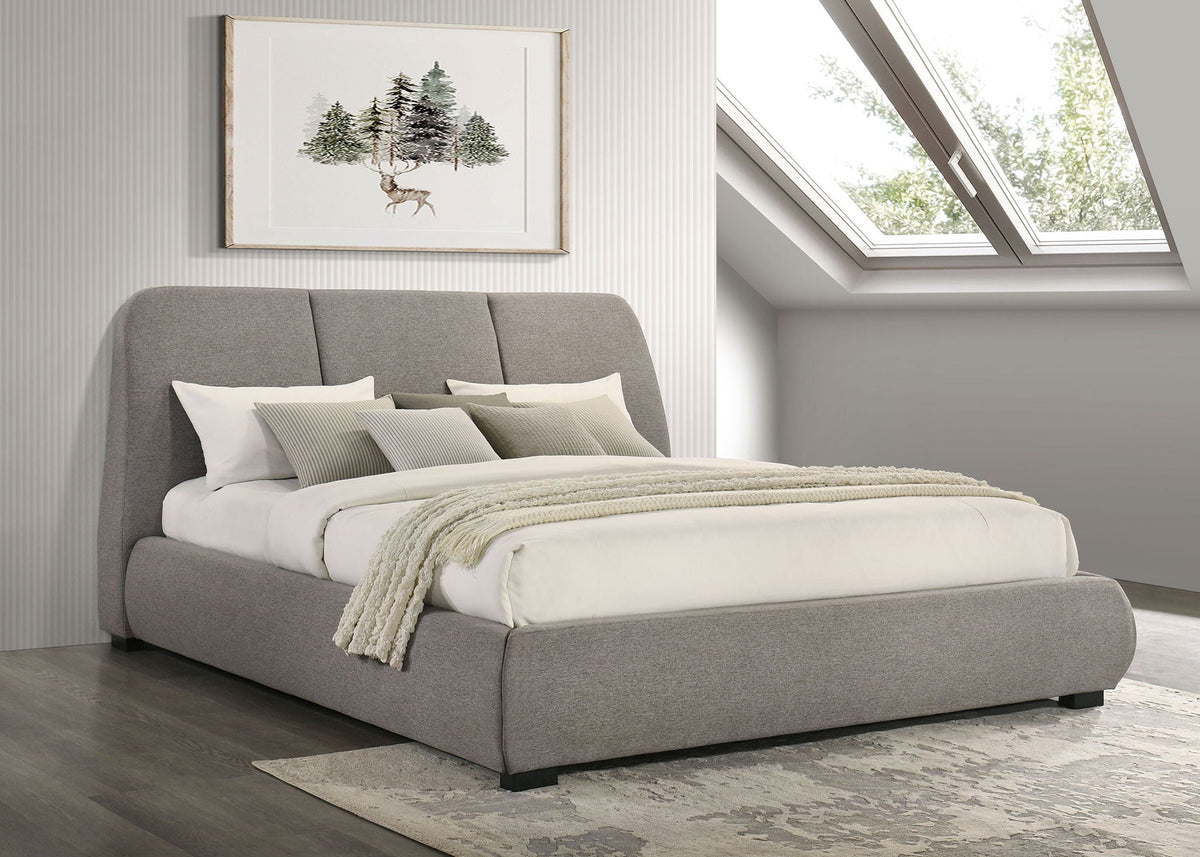 Mokena 46-inch Upholstered Eastern King Platform Bed Taupe by Unique Piece Furniture