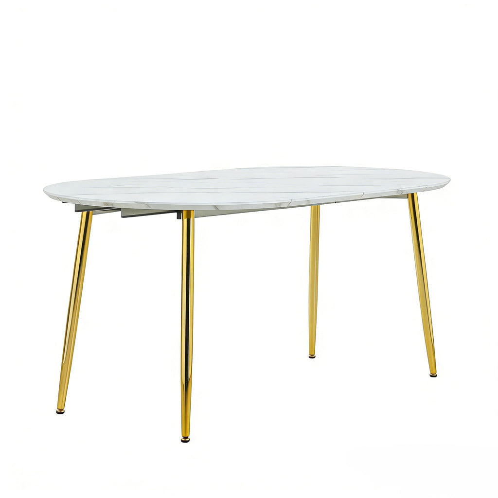 Extendable Oval Dining Table - White Marble by Unique Piece Furniture
