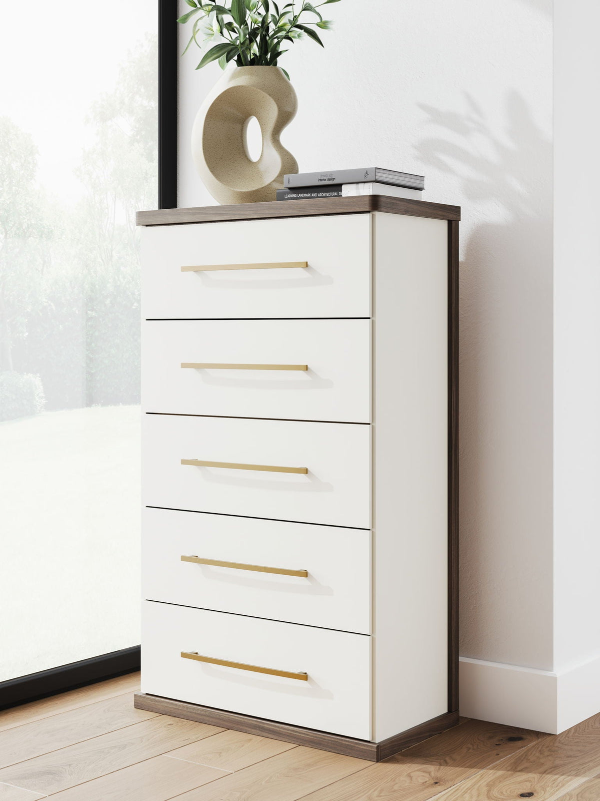 Kendanport - Five Drawer Chest - Brown / White by Unique Piece Furniture