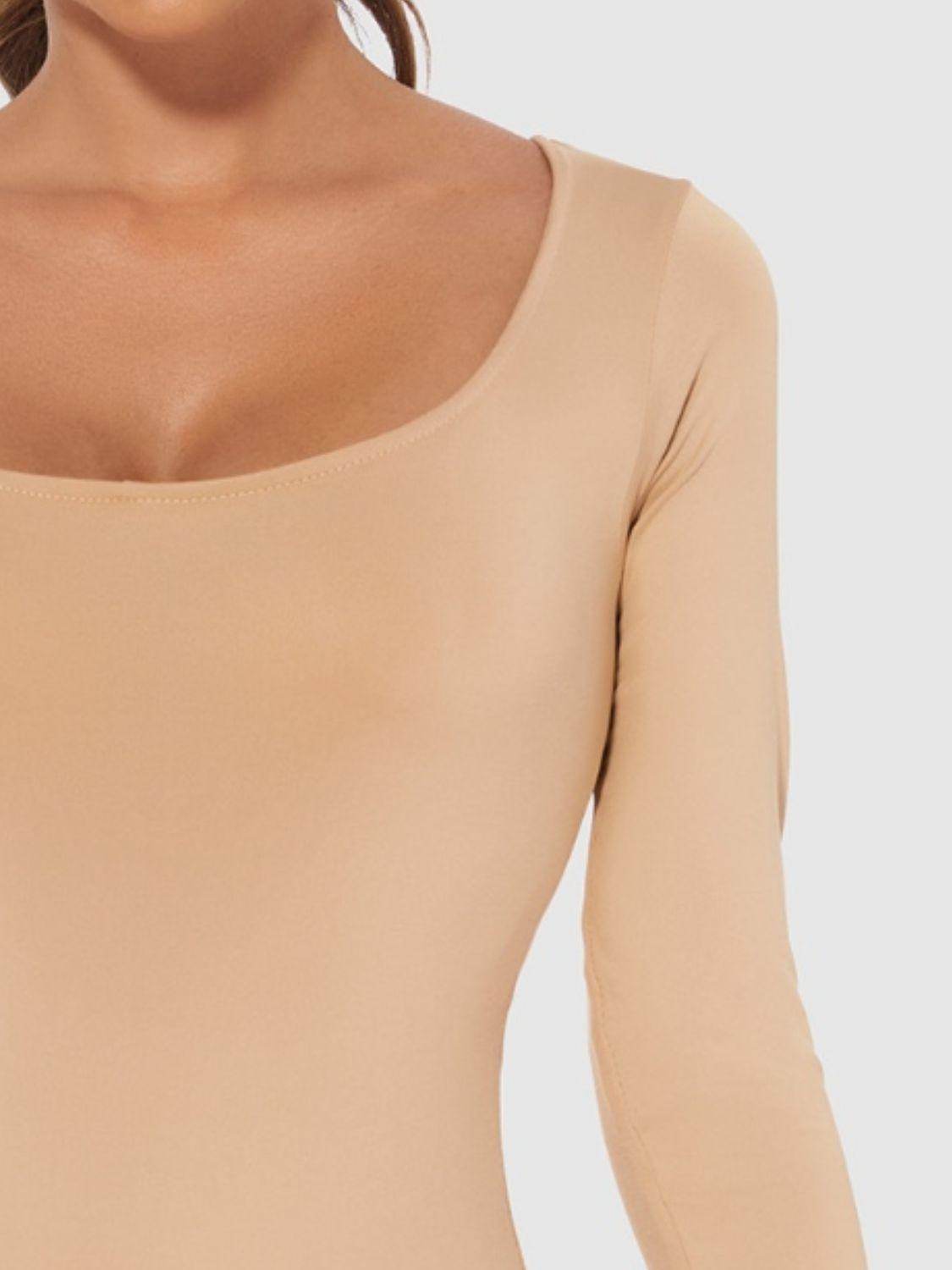 Full Size Scoop Neck Long Sleeve Bodysuit for Women by Selvanelle