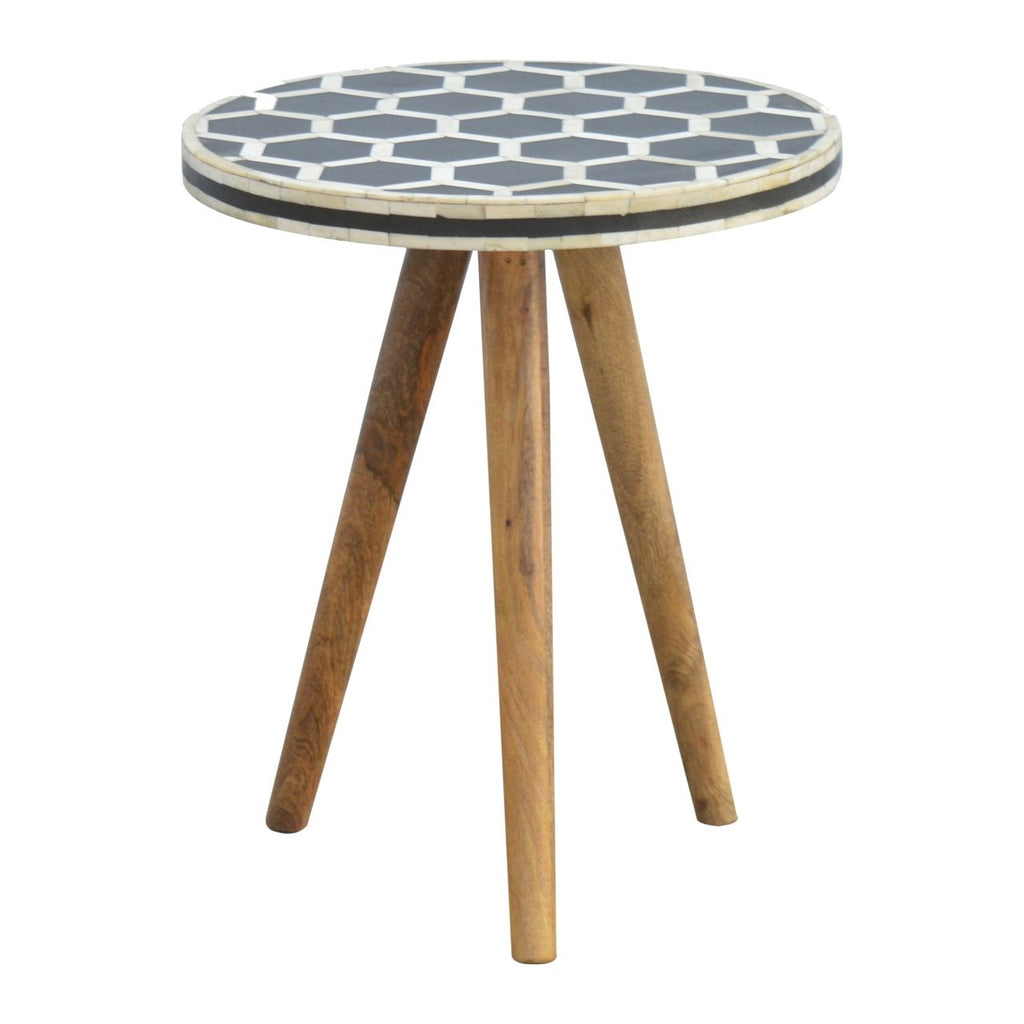 Inlay Bone Tripod Stool - Beige / White by Unique Piece Furniture