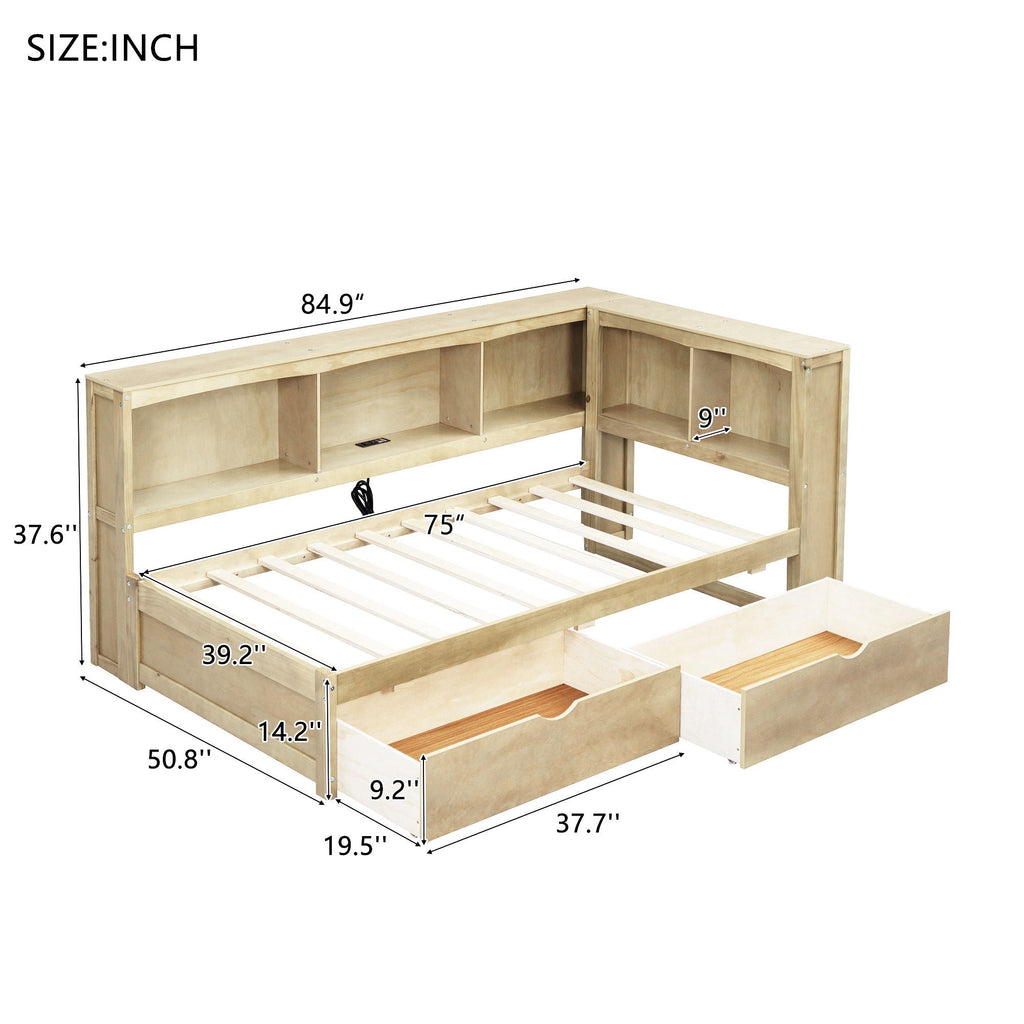 Daybed With 2 Storage Drawers, Storage Cabinets, USB Ports by Unique Piece Furniture