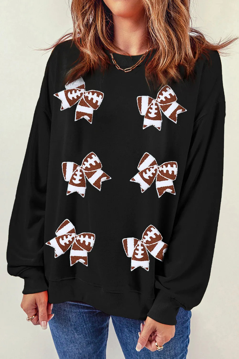 Bow Round Neck Long Sleeve Sweatshirt by Wild and Free Boutique
