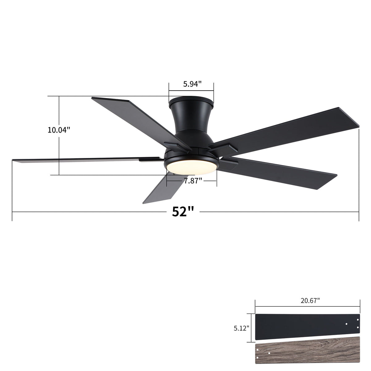 Low Profile Flush Mount Intergrated LED Ceiling Fan With Light And Reversible Quiet Motor by Unique Piece Furniture