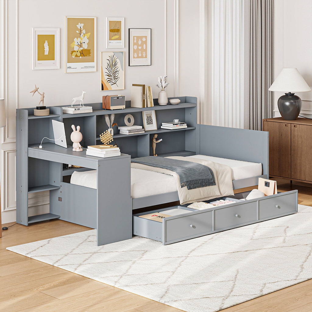 Daybed With 3 Drawers USB Ports And Desk by Unique Piece Furniture