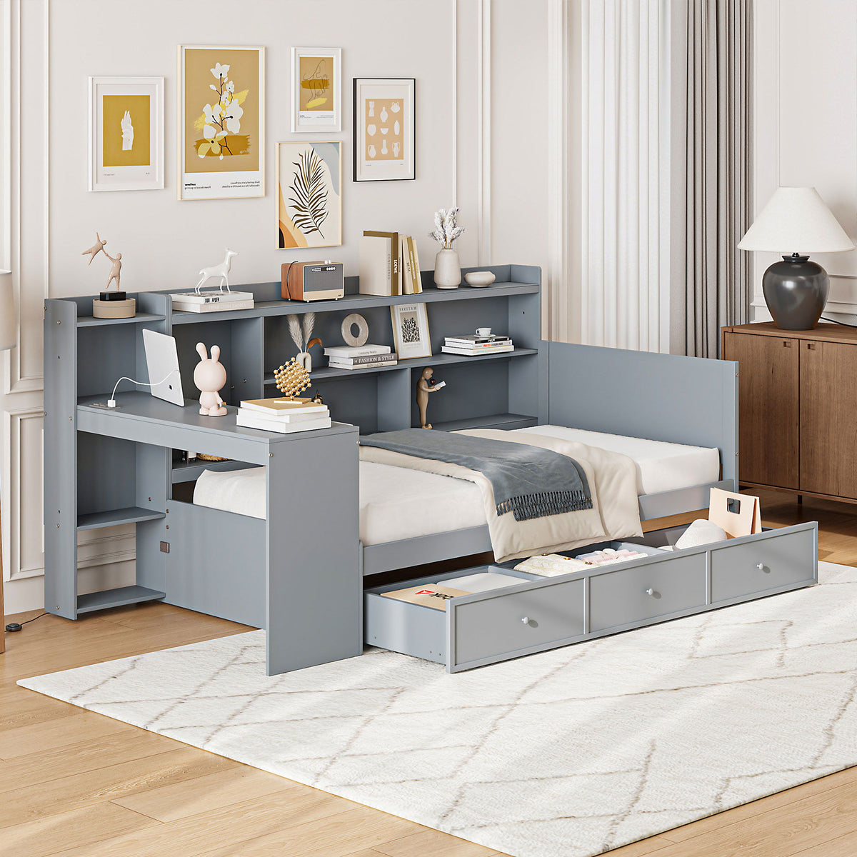 Daybed With 3 Drawers USB Ports And Desk by Unique Piece Furniture