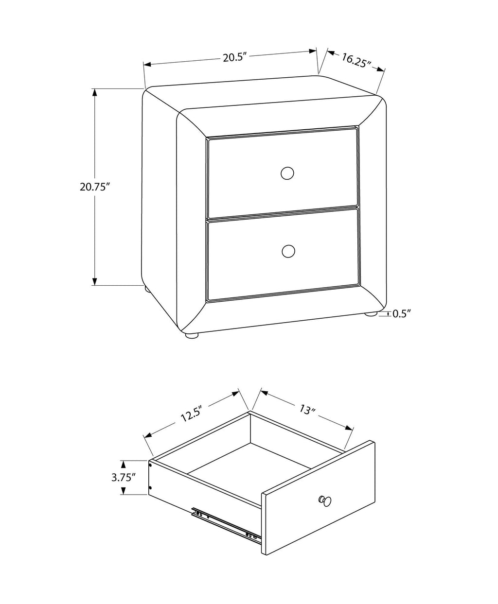 Nightstand, Storage Drawer Versatile Use, Upholstered, Transitional by Unique Piece Furniture