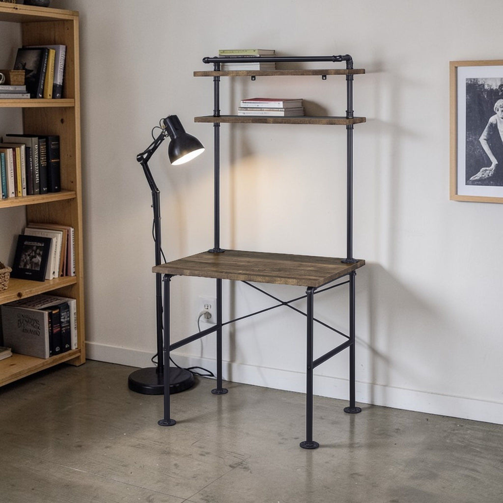 Ensata - Rustic Writing Desk - Black / Oak by Unique Piece Furniture