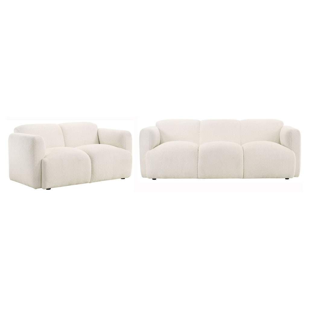 Dorset 2-piece Upholstered Round Track Arm Sofa Set White by Unique Piece Furniture