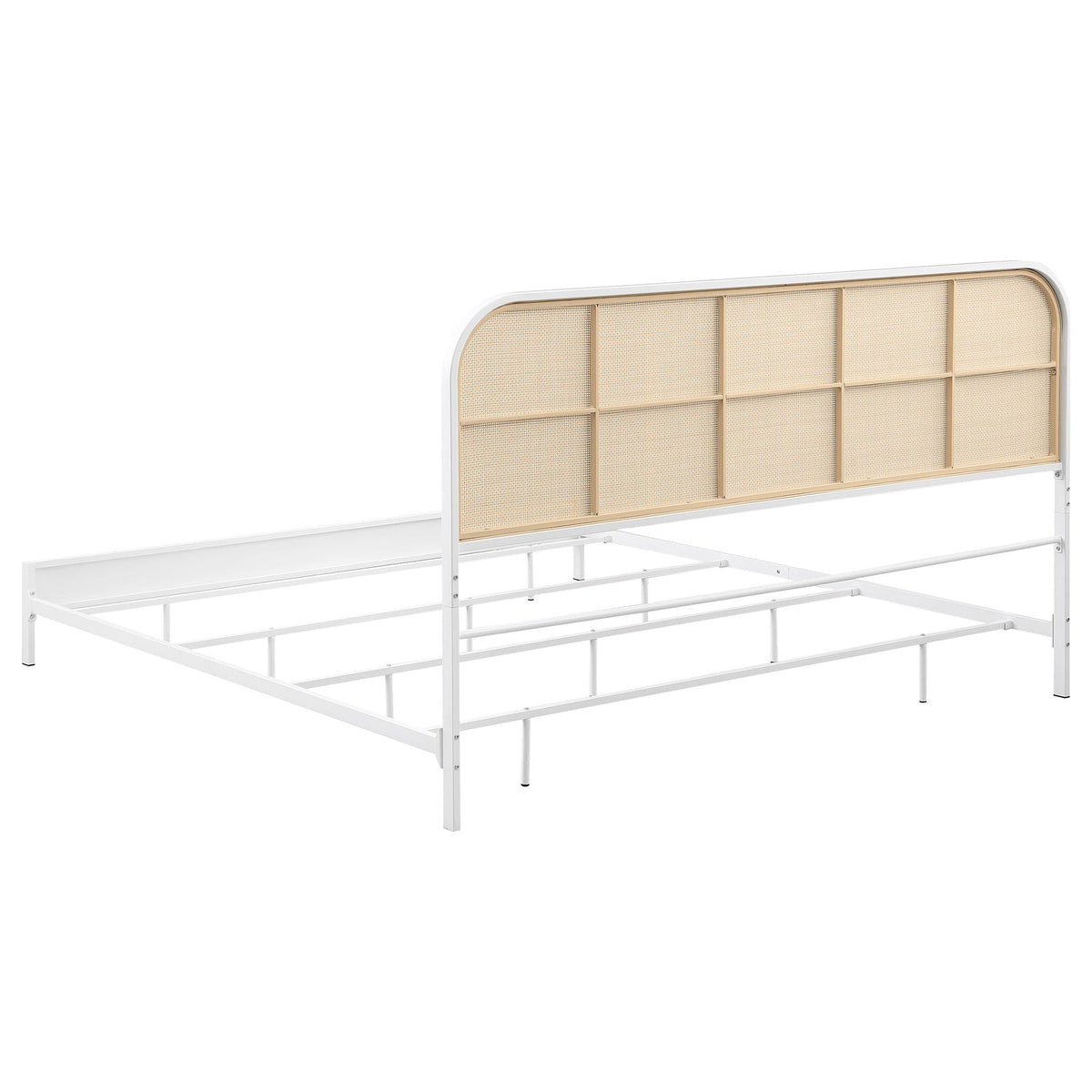 Amherst Radio Weave Rattan Metal Eastern King Bed White by Unique Piece Furniture