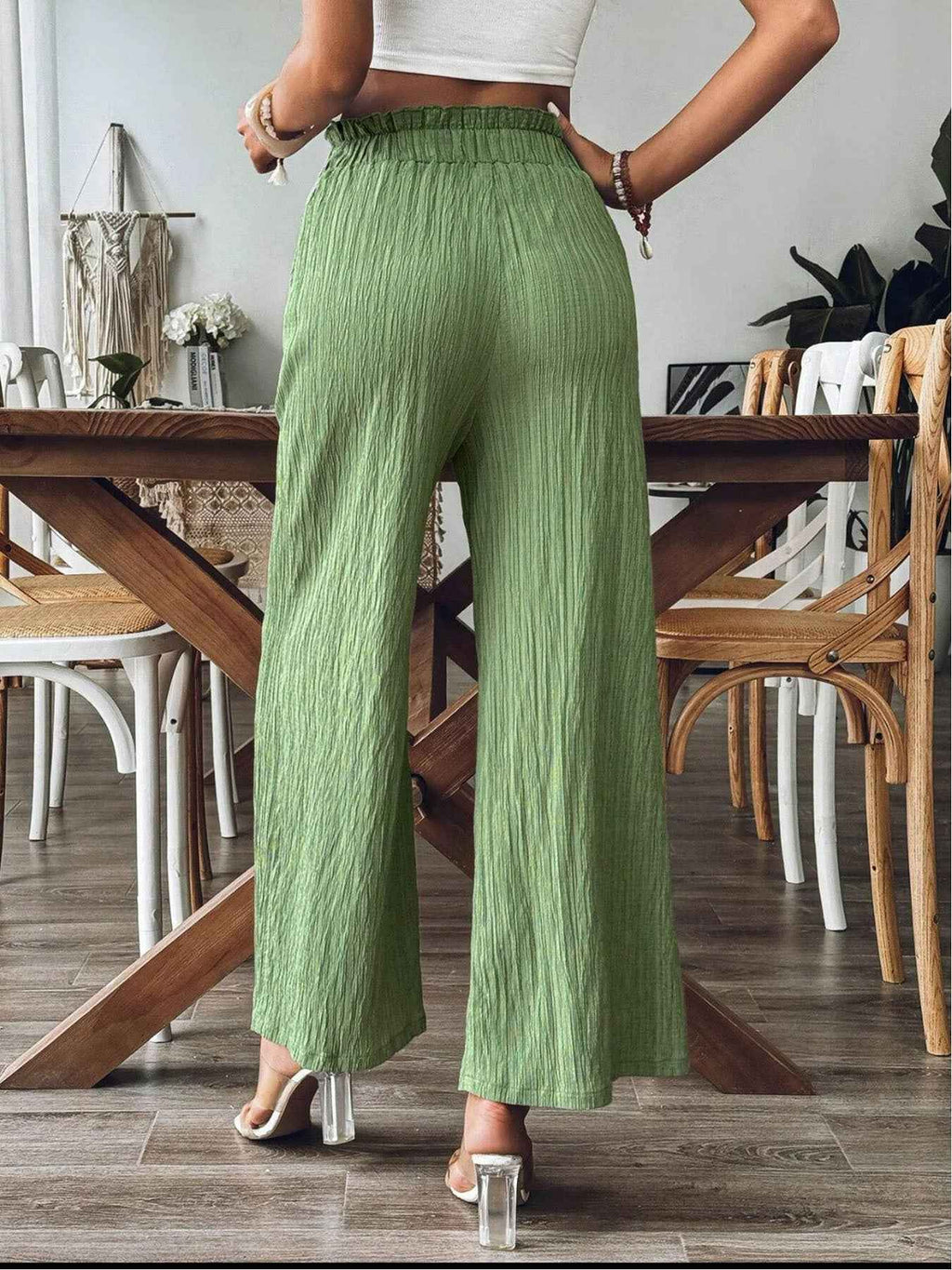 Pocketed Elastic Waist Wide Leg Pants by Wild and Free Boutique