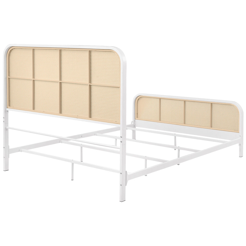 Lanewood Open Cane Webbing Metal Queen Bed White by Unique Piece Furniture
