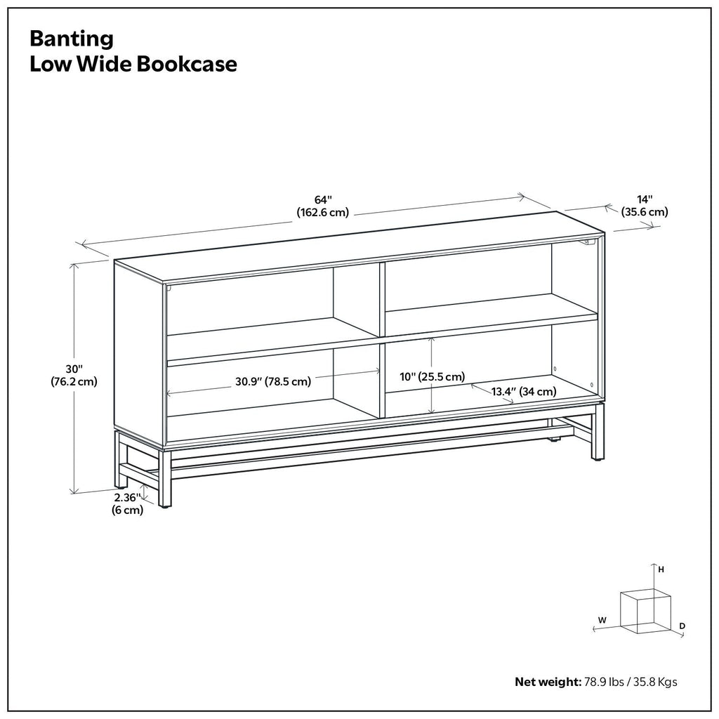 Banting - Low Wide Bookcase - Walnut Brown by Unique Piece Furniture