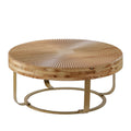 Modern Round Coffee Table With Wooden Carving Pattern by Unique Piece Furniture