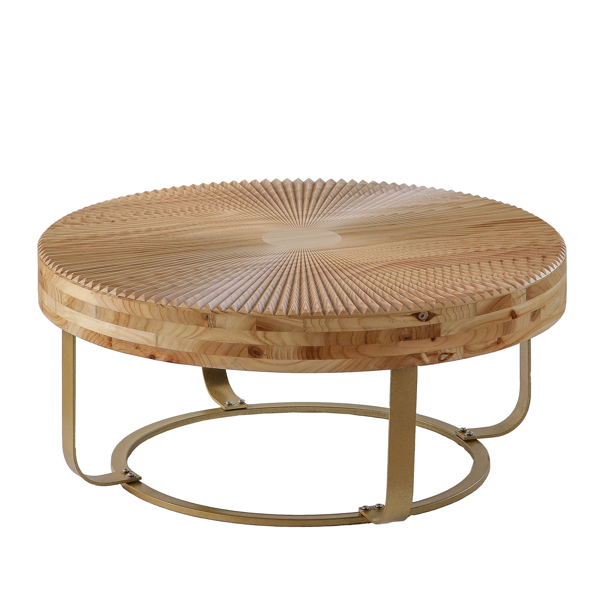 Modern Round Coffee Table With Wooden Carving Pattern by Unique Piece Furniture