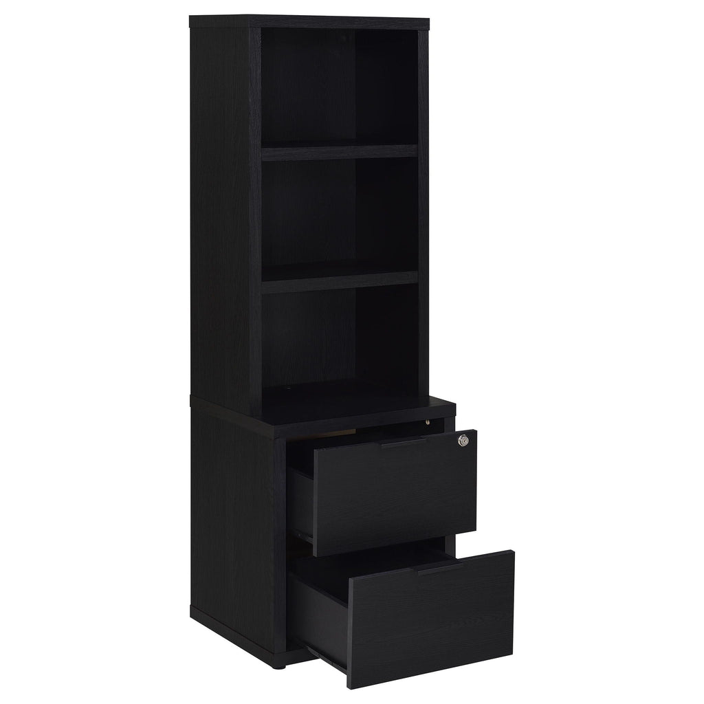 Westpark 3-shelf Bookcase USB and Lockable Drawer Black by Unique Piece Furniture