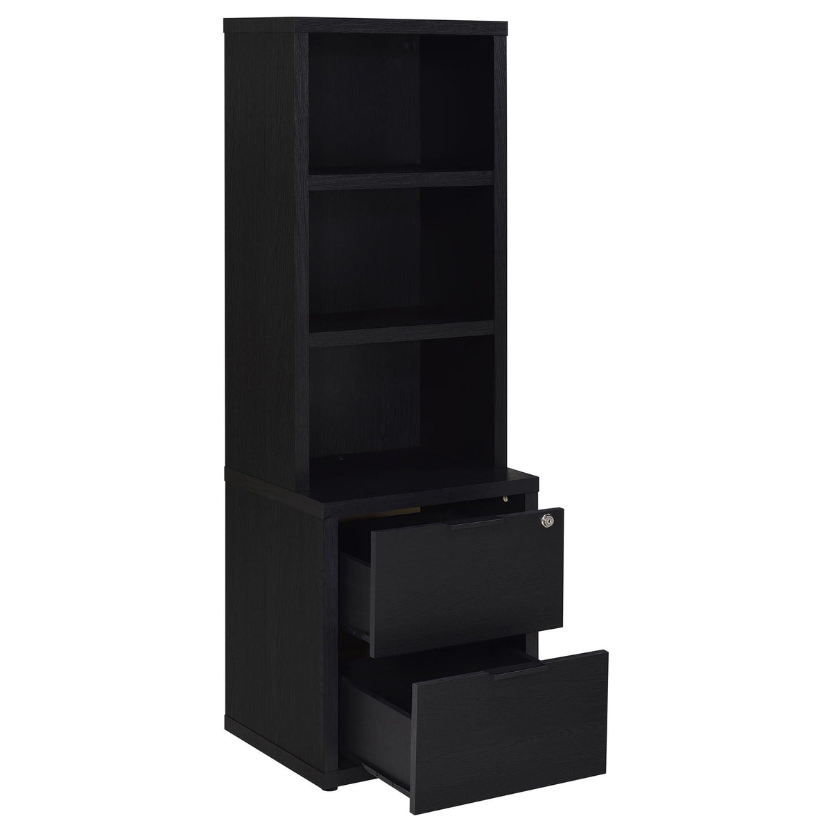Westpark 3-shelf Bookcase USB and Lockable Drawer Black by Unique Piece Furniture
