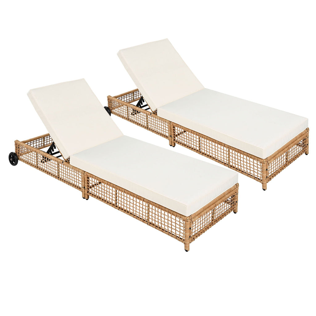 Outdoor Lounge Chair With 5 Position Backrest With Cushion And Wheels by Unique Piece Furniture