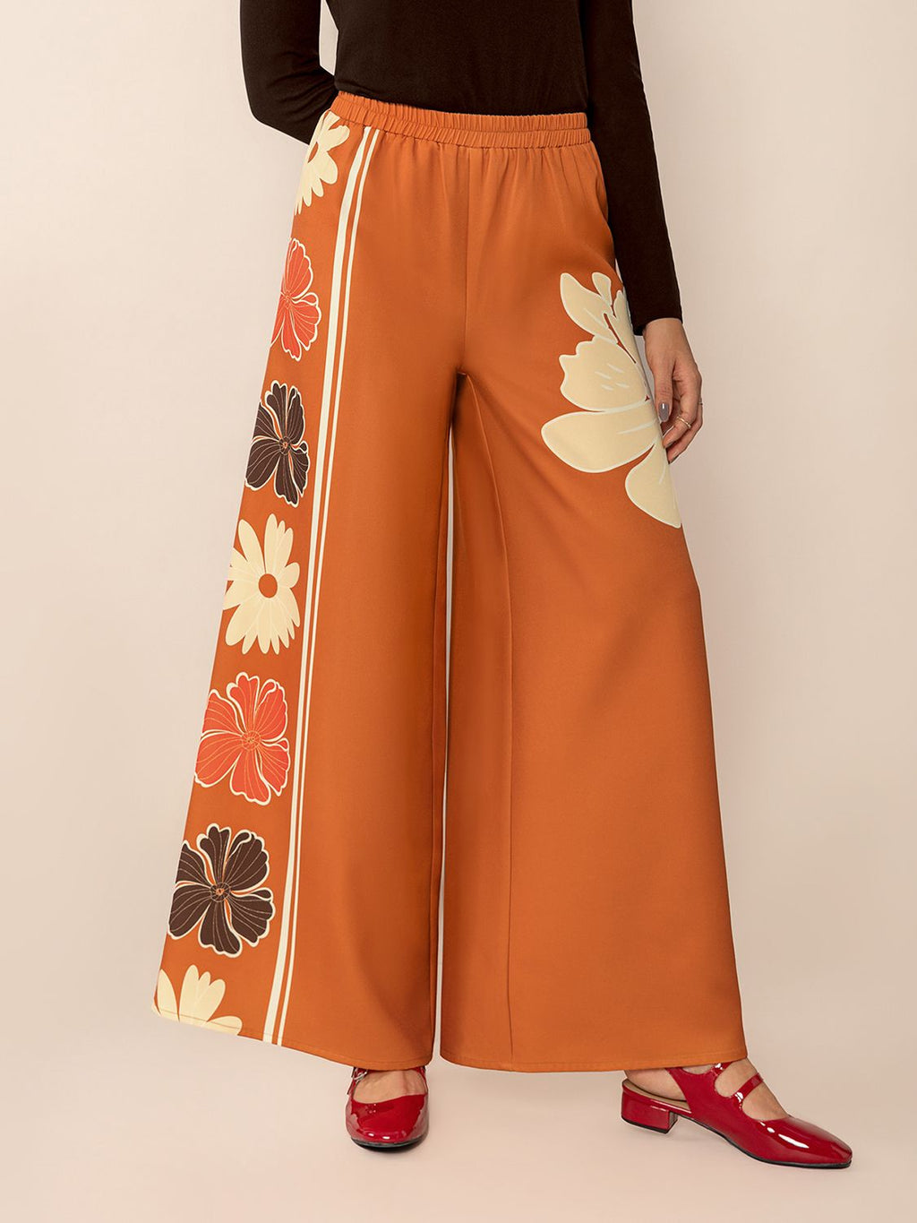 Printed Elastic Waist Wide Leg Pants by Wild and Free Boutique