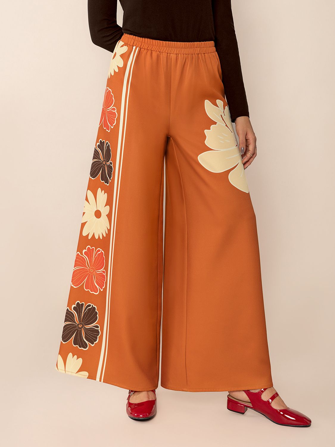 Printed Elastic Waist Wide Leg Pants by Wild and Free Boutique