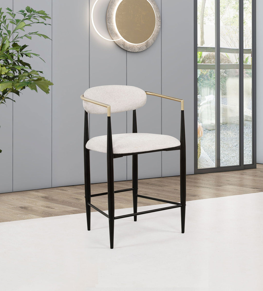 Tina Fabric Upholstered Counter Chair Beige (Set of 2) by Unique Piece Furniture