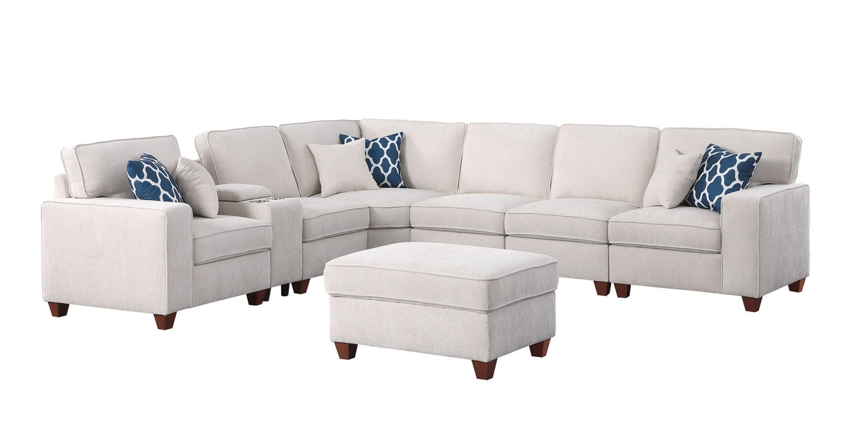 Rene - Sectional Sofa With Ottoman - Beige by Unique Piece Furniture