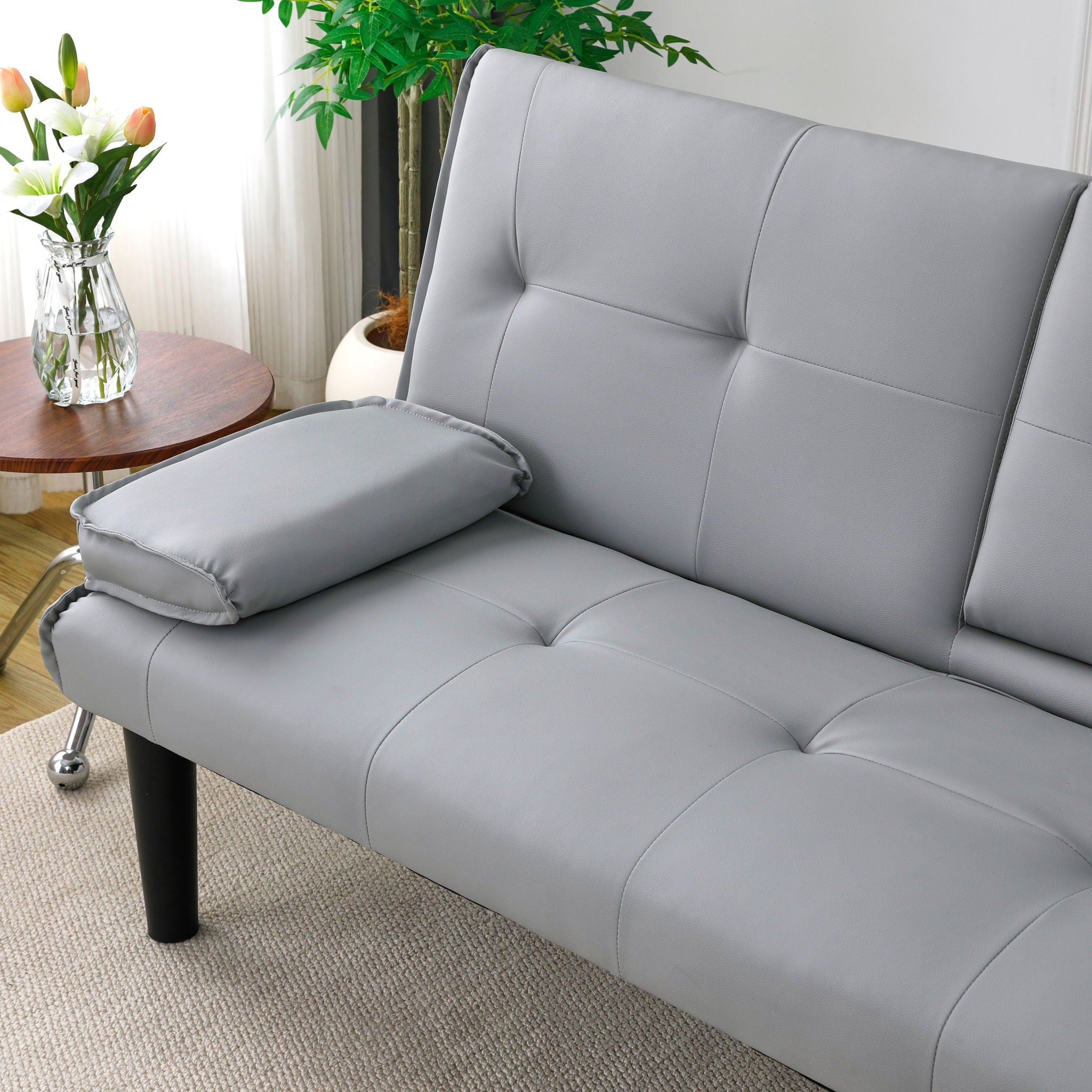 Sofa Bed With Foldable Design And Cup Holder by Unique Piece Furniture