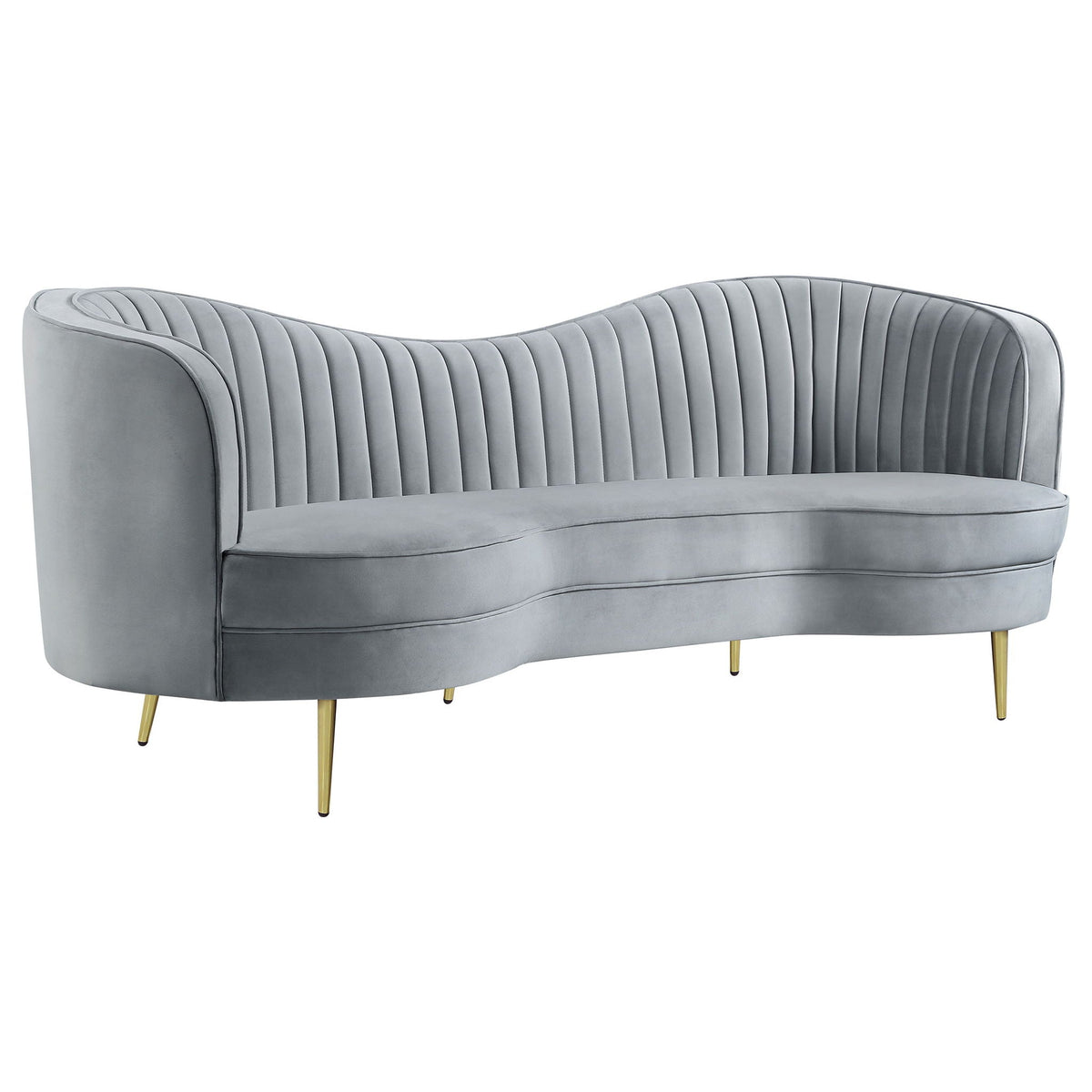 Sophia Upholstered Channel Tufted Sofa Grey by Unique Piece Furniture