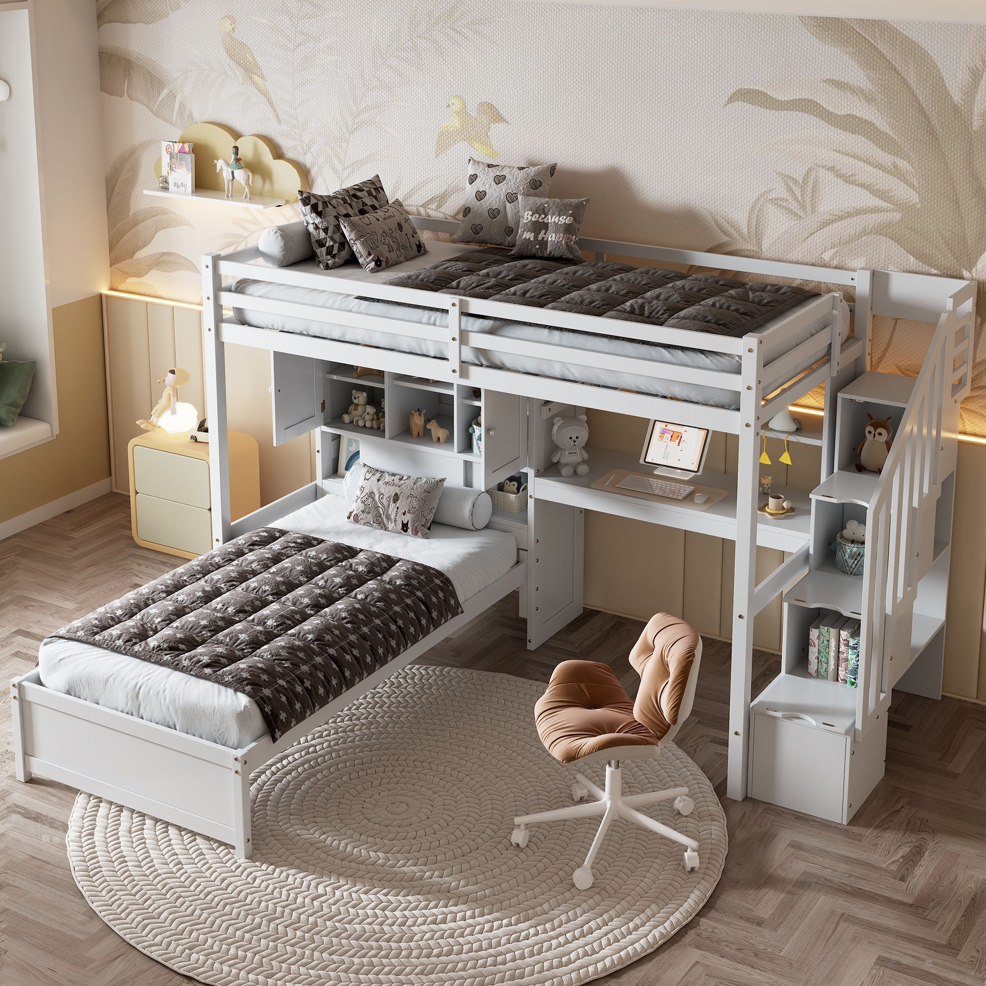 Loft Bed With Built In Desk And Staircase by Unique Piece Furniture