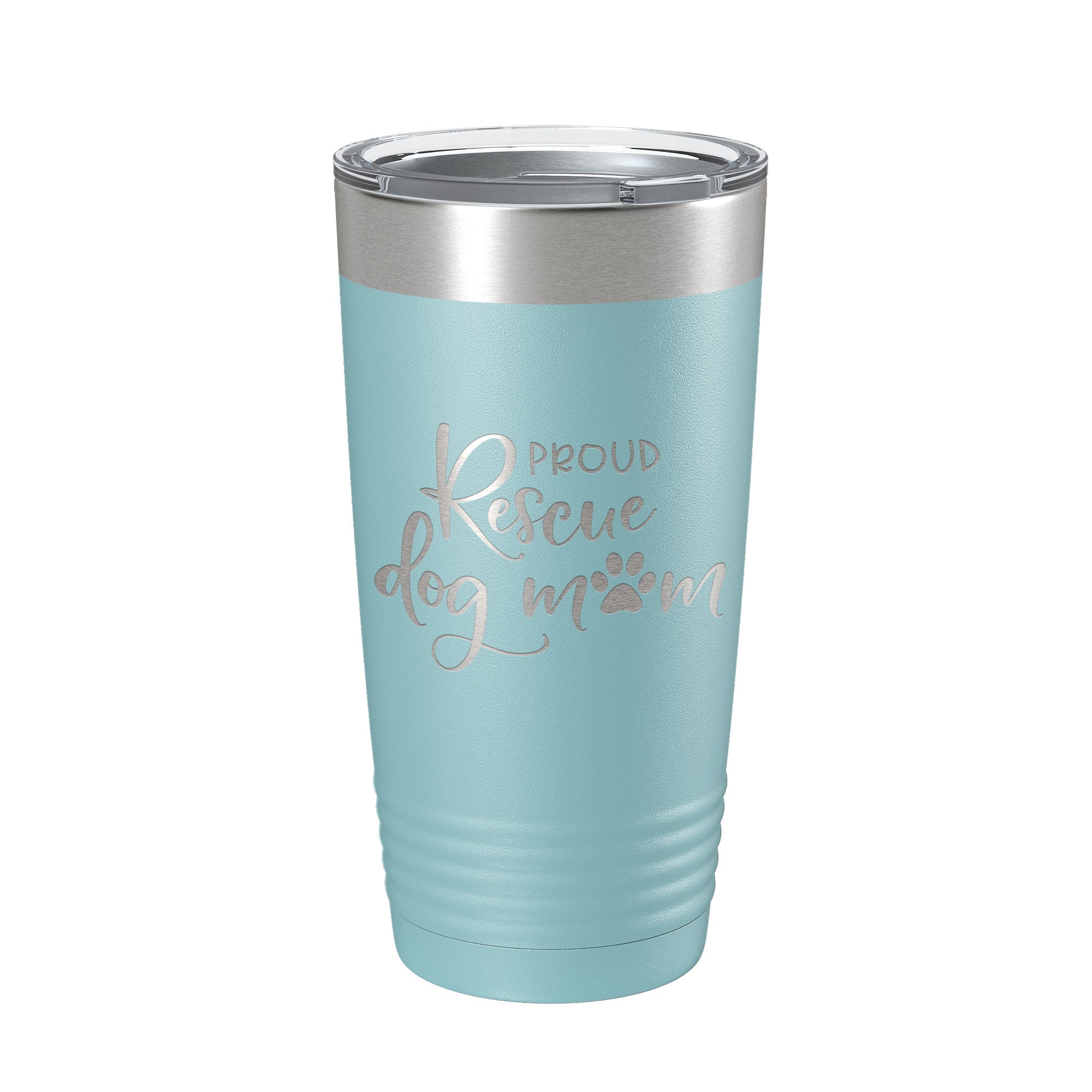 Proud Rescue Mom Tumbler Dog Travel Mug Gift Insulated Laser Engraved Coffee Cup 20 oz by CarveBright