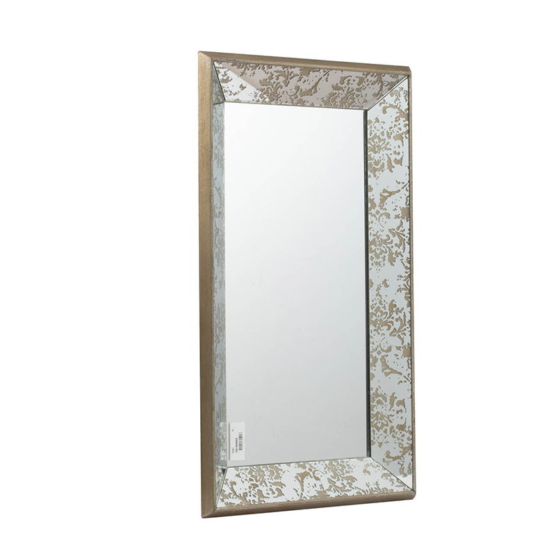 Antique Rectangle Mirror With Floral Accents, Mirrored Display Tray, Hanging Wall Mirror by Unique Piece Furniture