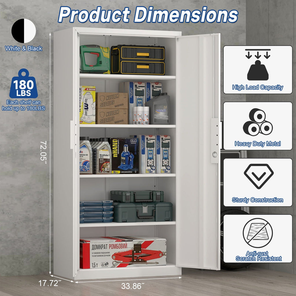 2 Door File Cabinet With Lock, 4 Adjustable Shelves, Heavy-Duty by Unique Piece Furniture