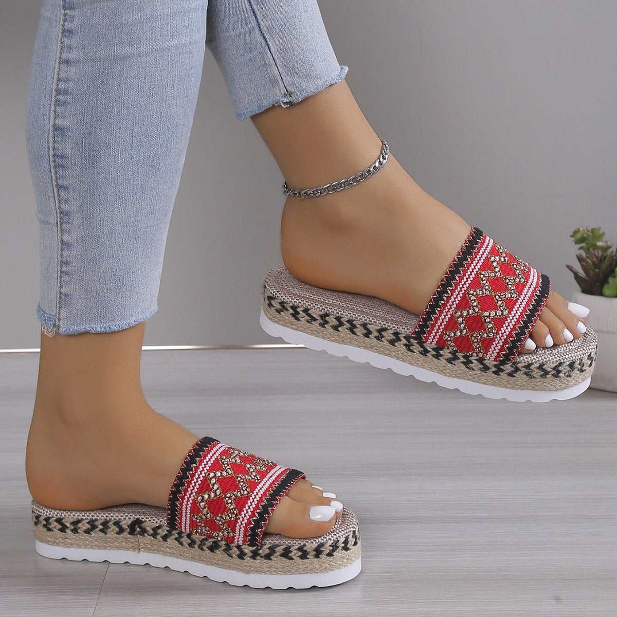 Geometric Weave Platform Sandals by Wild and Free Boutique