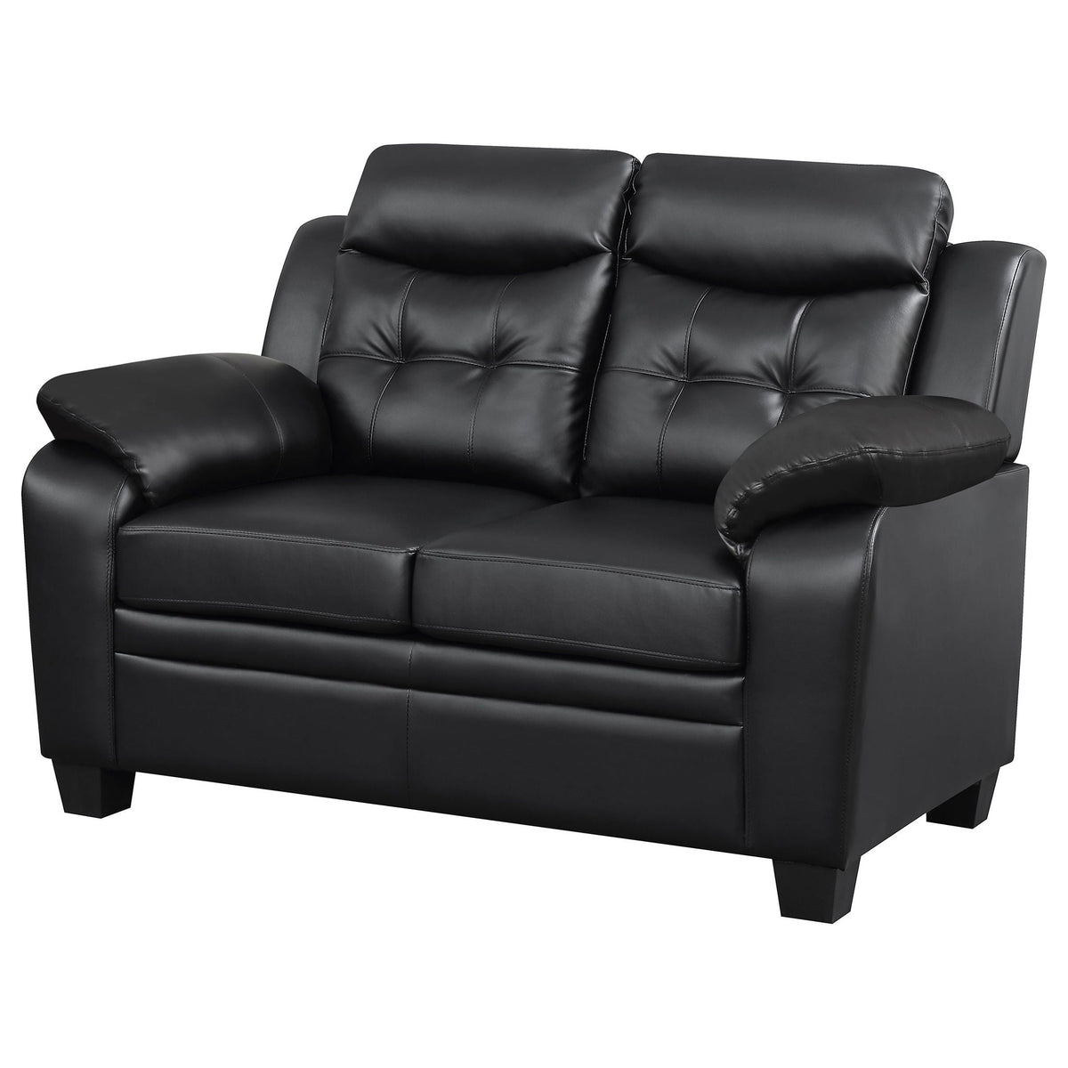 Finley Upholstered Padded Arm Tufted Loveseat Black by Unique Piece Furniture