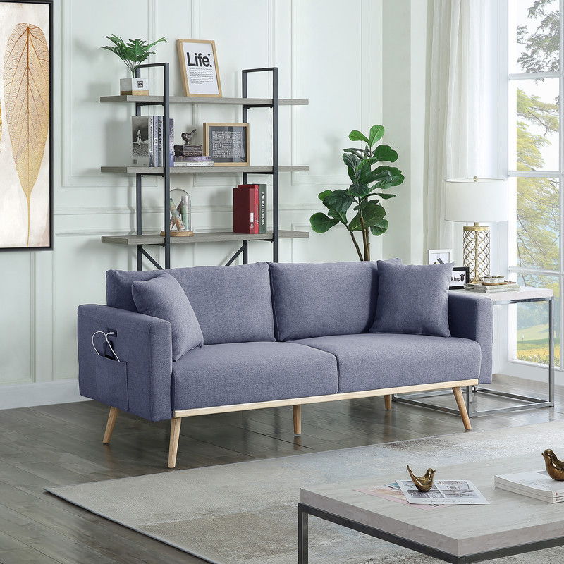 Easton - Fabric Sofa With USB Charging Ports Pockets And Pillows by Unique Piece Furniture