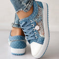Floral Embroidered Polka Dot Print Sneakers — Women’s Casual Canvas Shoes by FitiqueFit