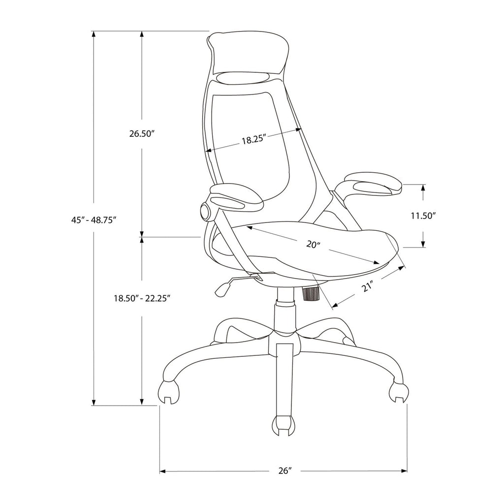 Office Chair, Adjustable Height, Swivel, Ergonomic, Armrests, Contemporary & Modern by Unique Piece Furniture