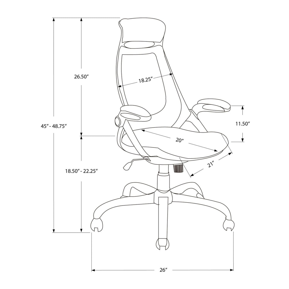 Office Chair, Adjustable Height, Swivel, Ergonomic, Armrests, Contemporary & Modern by Unique Piece Furniture